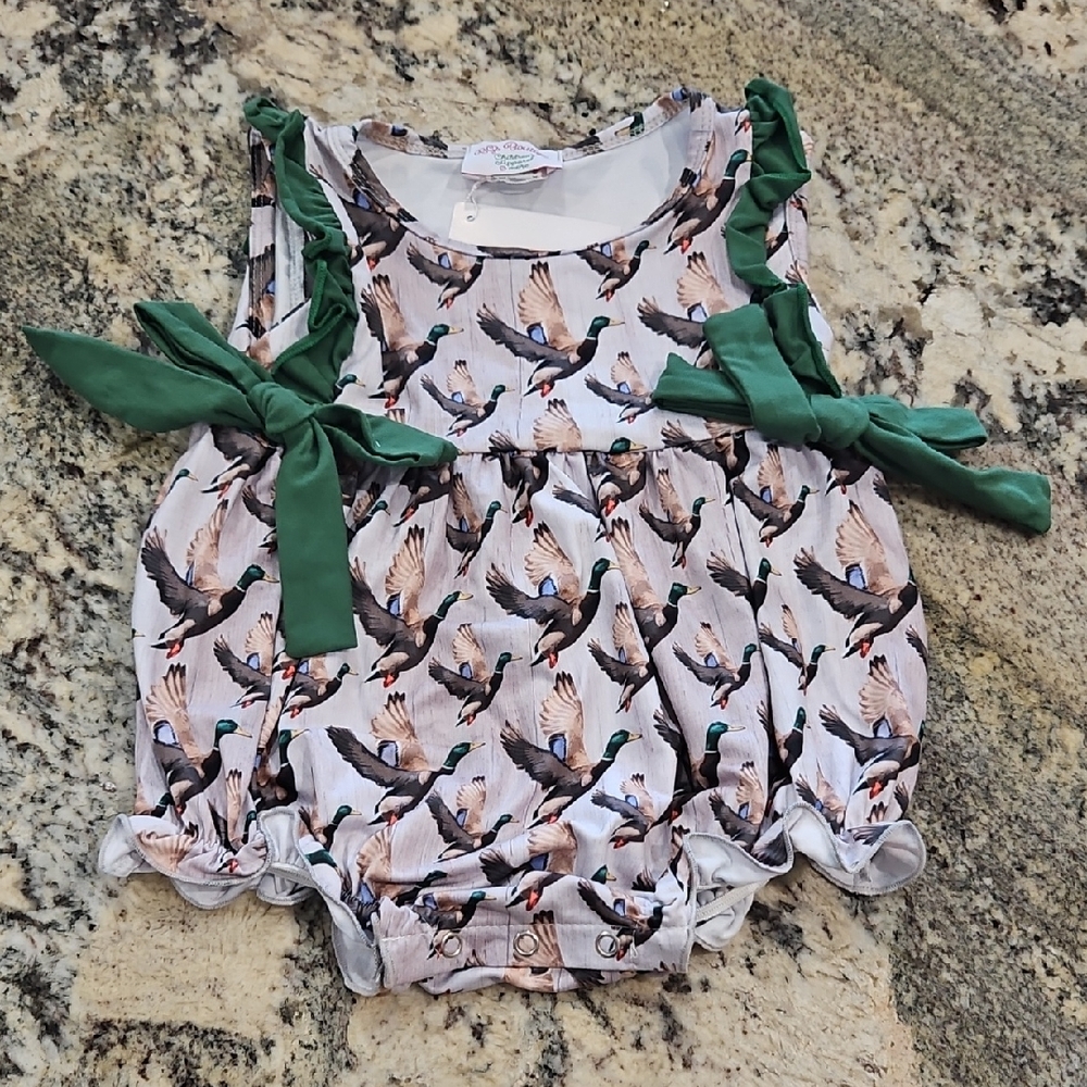 Baby Tan and Green Mallard Romper